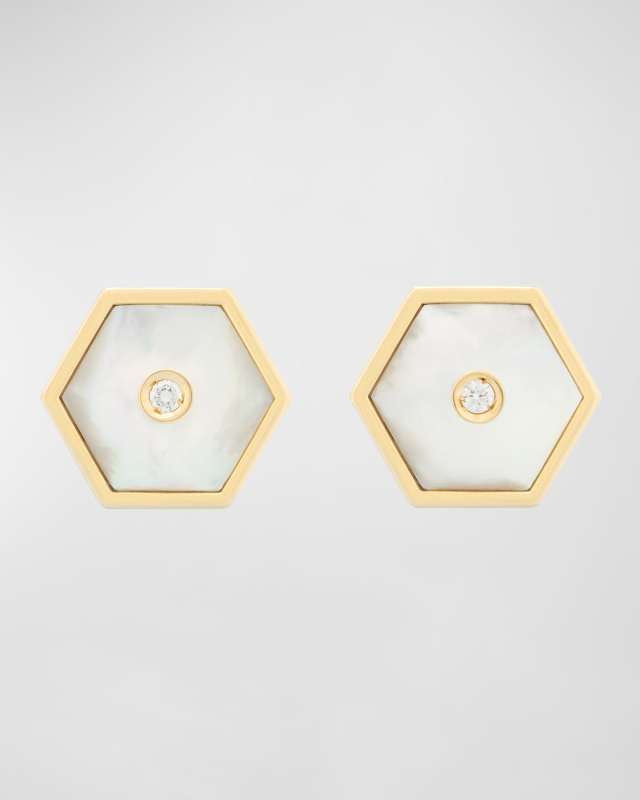 Baia Sommersa Mother-of-Pearl and Diamond Stud Earrings
